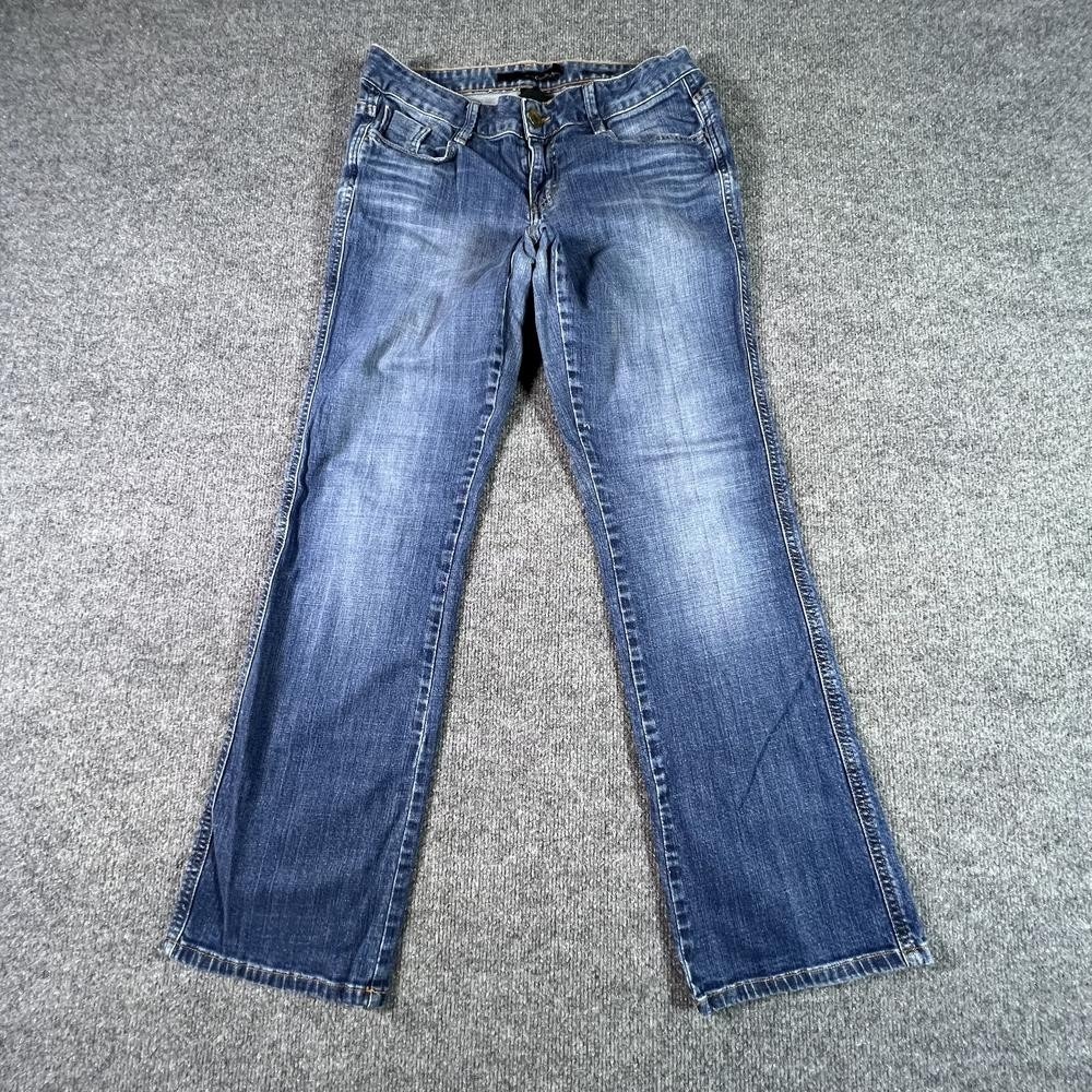 Calvin Klein Lean Bootcut Jeans Women 8 Blue Cotton Denim Faded Workwear Stretch
